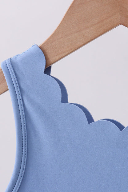 Blue active scalloped mom&me dress