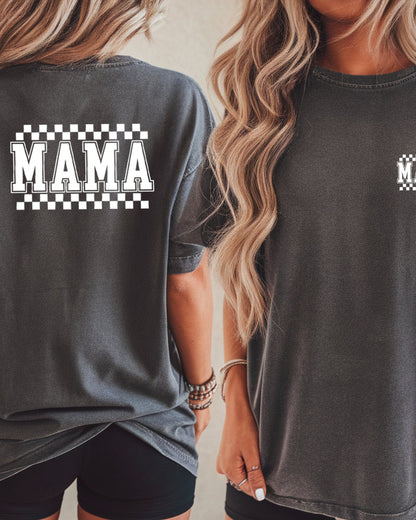 RetroPlaid MamaCheckered Front & Back Comfort Colors T Shirt