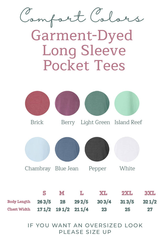 Sun & Wave Lake Beach Vacation Pocket Comfort Colors Long Sleeve Shirt