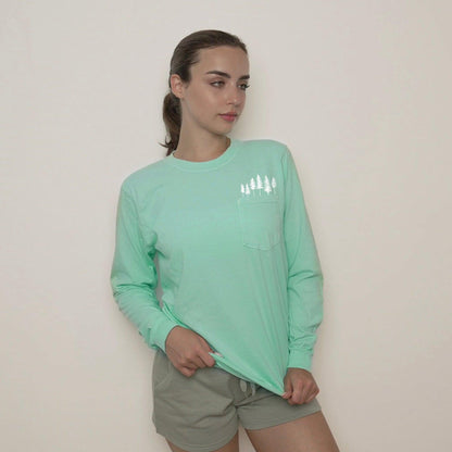 Nature Mountain Tree Pocket Comfort Colors Long Sleeve Shirt