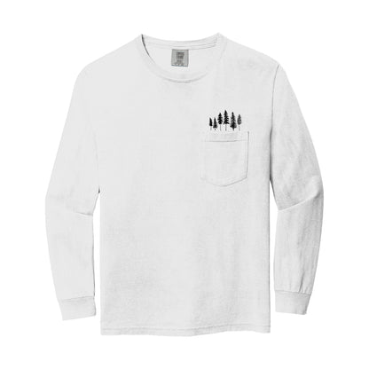 Nature Mountain Tree Pocket Comfort Colors Long Sleeve Shirt