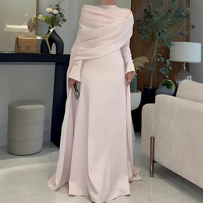 Autumn Women Clothing Sexy Pleated Mini Trailing Evening Gown