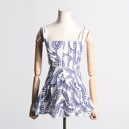 Summer Sexy Sexy Tassel Strap Top High Waist Skirt Two Piece Set