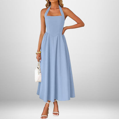 Summer women's fashion temperament wide suspender neck halter dress