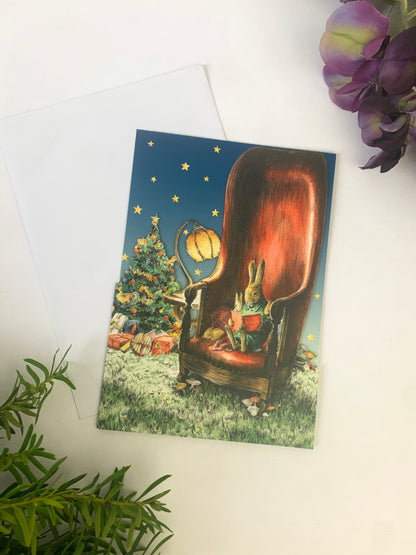 Rabbit Storytime Lasercut Christmas Card
