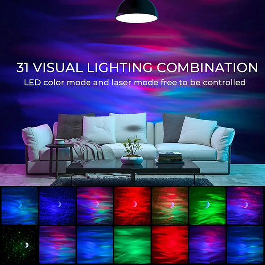NEW Aurora Projectors Galaxy Star Projector Northern Light Starry Sky Moon Lamp For Bedroom Decor Bluetooth Music Nightlights