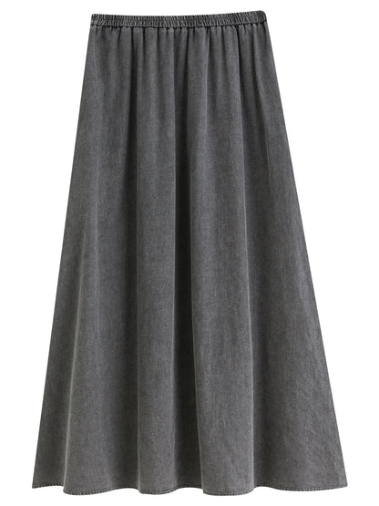 Retro Denim Suit Two-Piece High Waist A-Line Skirt Set