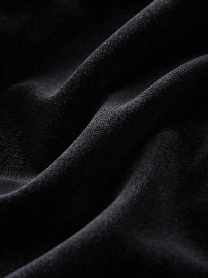 Elegant Black Velvet Long Dress with Polo Neck
