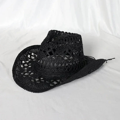 Melesh Western Women's Mint Green Cowboy Hat Straw Cowboy Hat Plasticity Strong Wide Brim Sunshine Beach Western Cowboy Hat