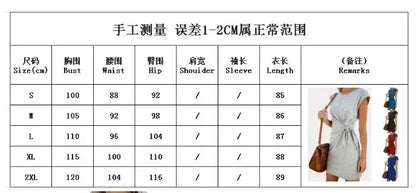 Dress Women Summer O-neck Short Sleeve Asymmetrical Lace Up Waist Solid Color Dresses 2022 Casual Vestidos Dropshipping JQMY9675