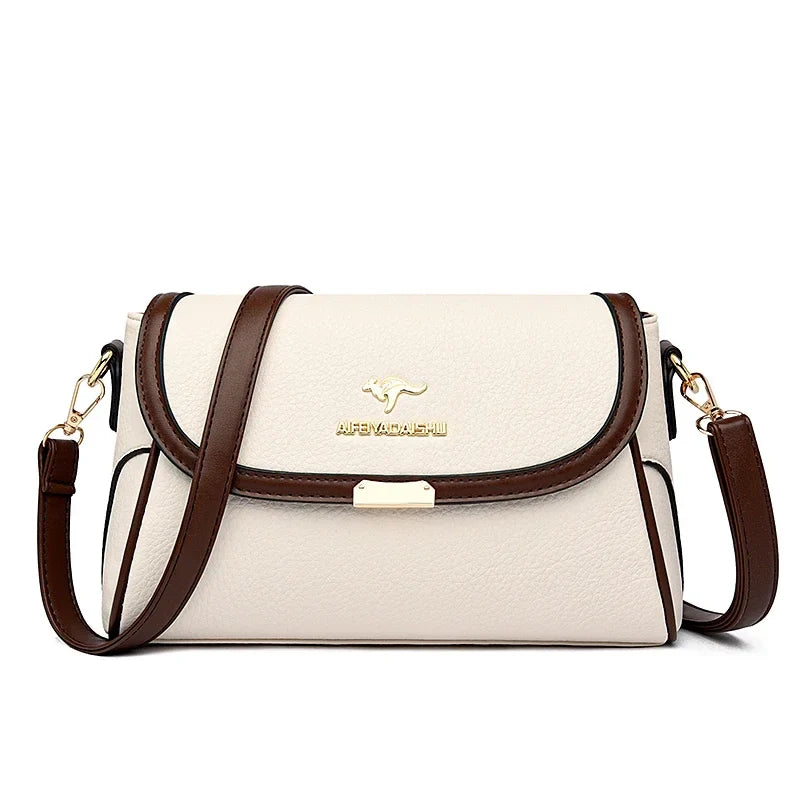 Solid Color High-Quality Leather Small Shoulder Bags | New Messenger Bags with Strap & Designer Crossbody Bag (Sac à Main)