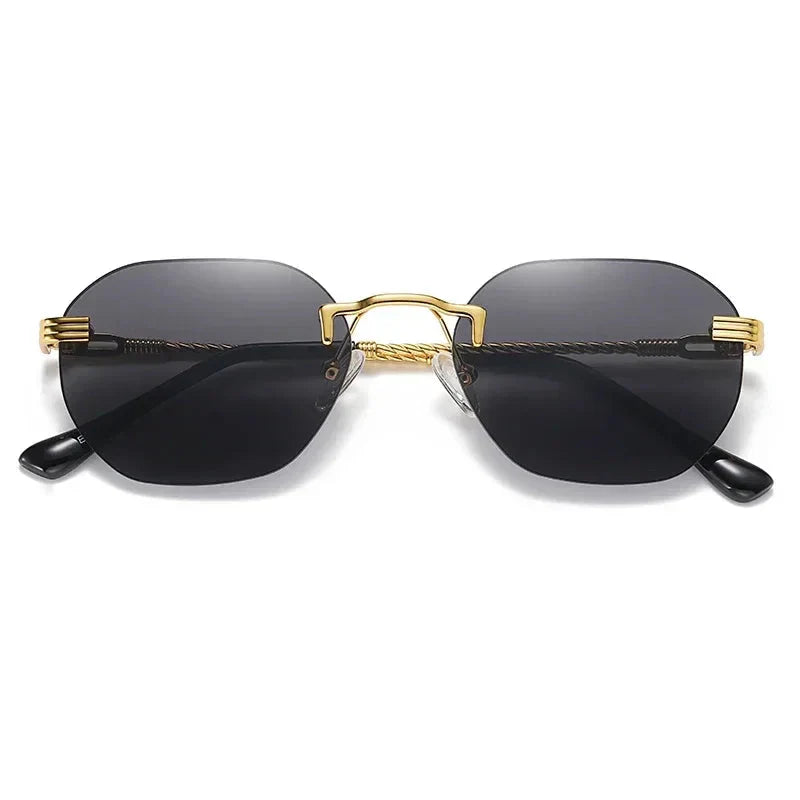Frameless Gold Metal Ladies Sunglasses Rimless Gradient Lens Blue Fashion Sun Glasses For Men Uv400 Summer 2023