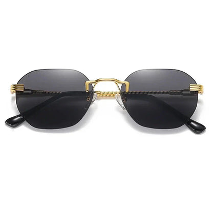 Frameless Gold Metal Ladies Sunglasses Rimless Gradient Lens Blue Fashion Sun Glasses For Men Uv400 Summer 2023