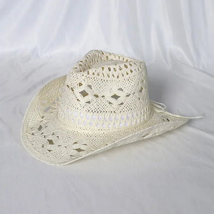 Melesh Western Women's Mint Green Cowboy Hat Straw Cowboy Hat Plasticity Strong Wide Brim Sunshine Beach Western Cowboy Hat