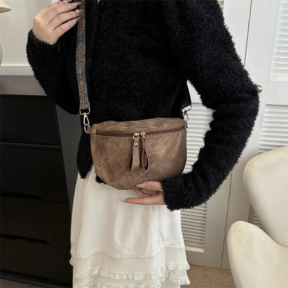 Stylish Hobo Solid Color Satchel | Luxury Designer Chest Bag & Women's PU Leather Waist Bags (Wide Strap Fashion Fanny Shoulder Pack)