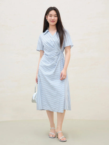 Surplice Midi Shirt Dress Summer Office & Casual