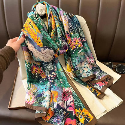 180*90cm Luxury Brand Spring Summer Autumn Women Clothing New Fashion Color matching printed silk scarf lady popular turba