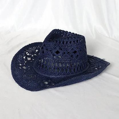 Melesh Western Women's Mint Green Cowboy Hat Straw Cowboy Hat Plasticity Strong Wide Brim Sunshine Beach Western Cowboy Hat