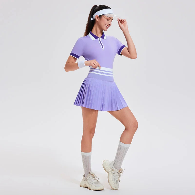 2025 Conjunto de verano para mujer, colegiala, Polo de ma...