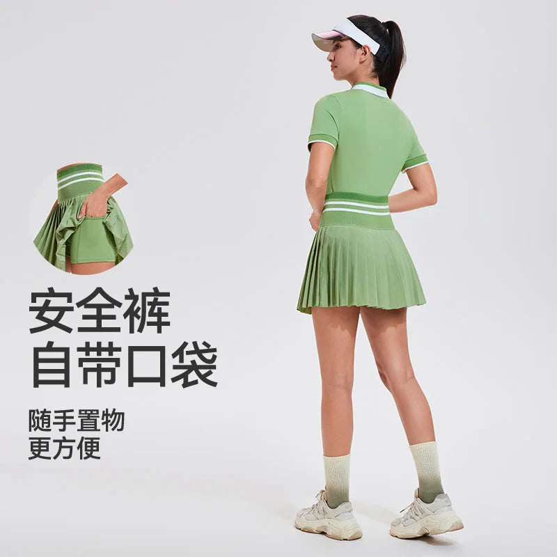 2025 Conjunto de verano para mujer, colegiala, Polo de ma...