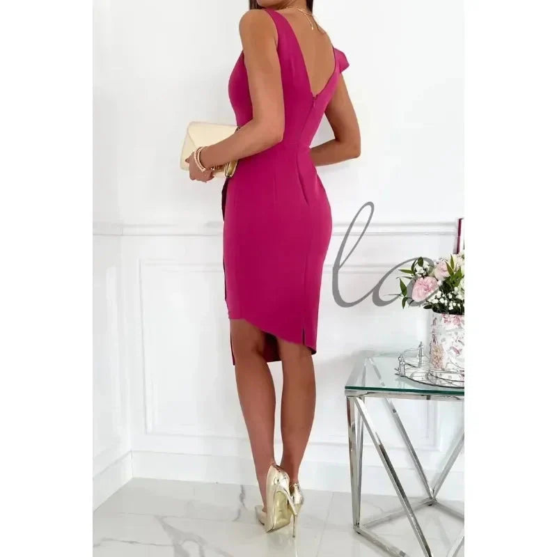 Palm Beach Ruffle Evening MIDI Dress