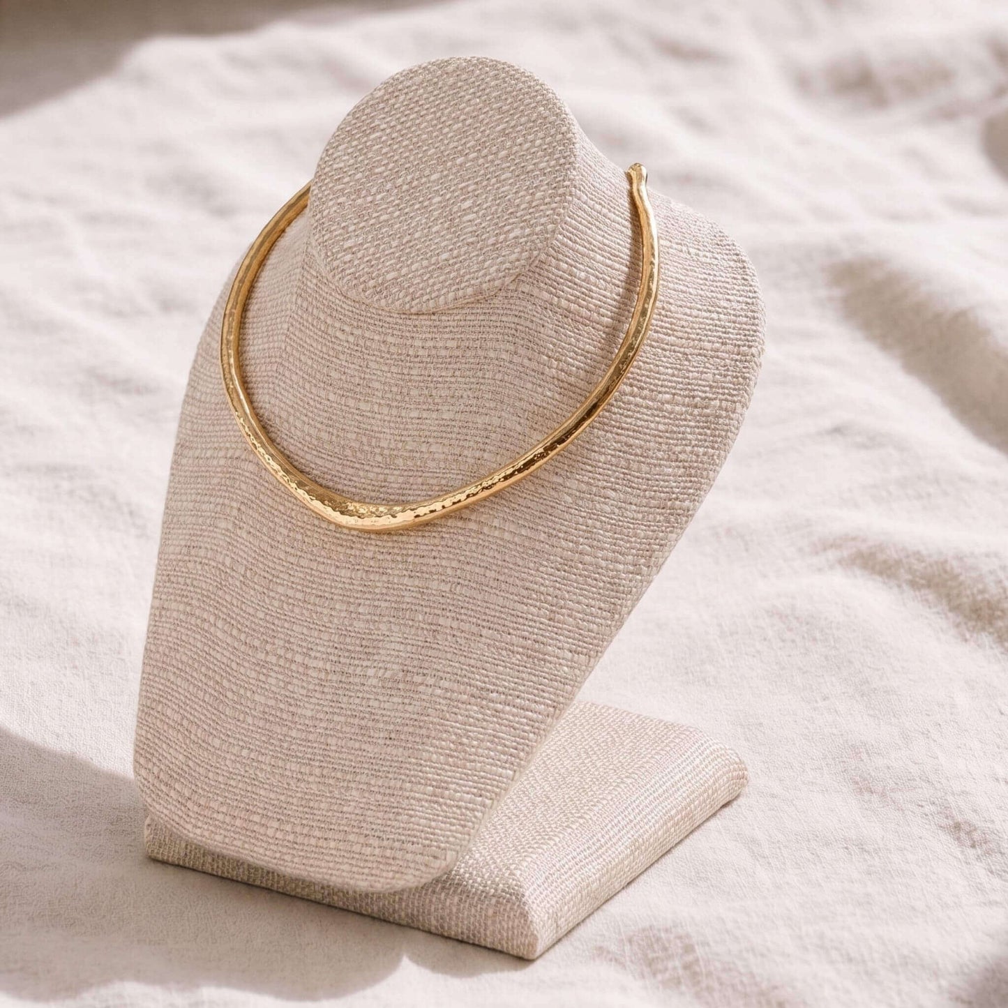 Hammered Brass Cuff Choker Teardrop Ends | Sana