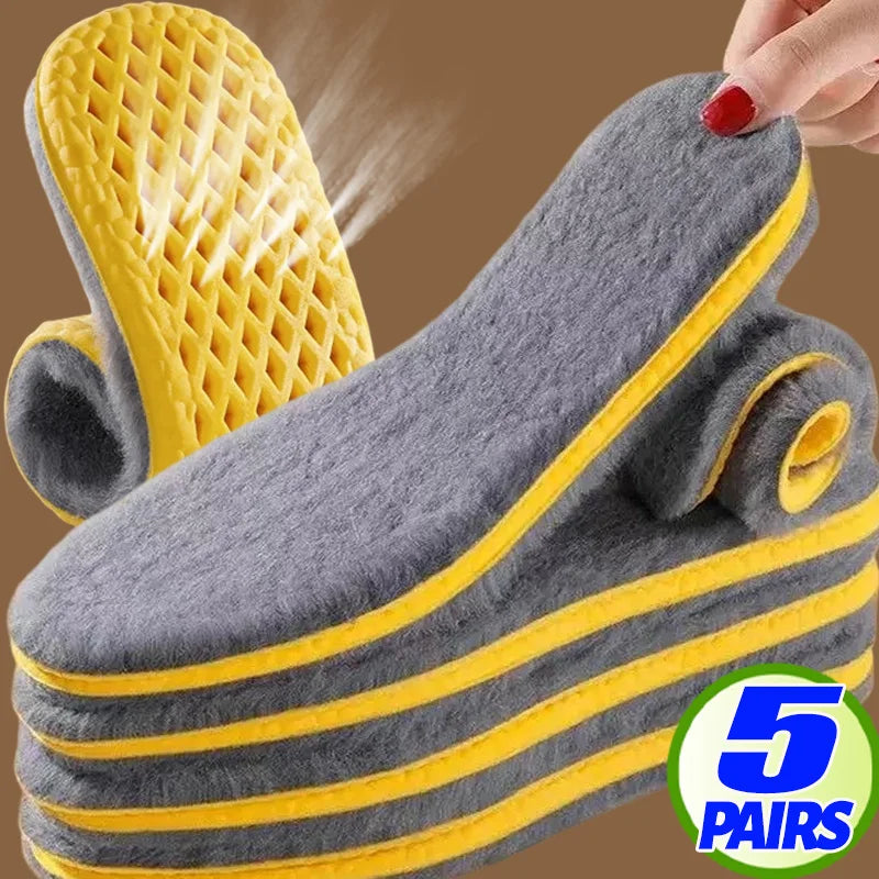 1/5 Pares de Plantillas de Felpa Transpirables para Invie...