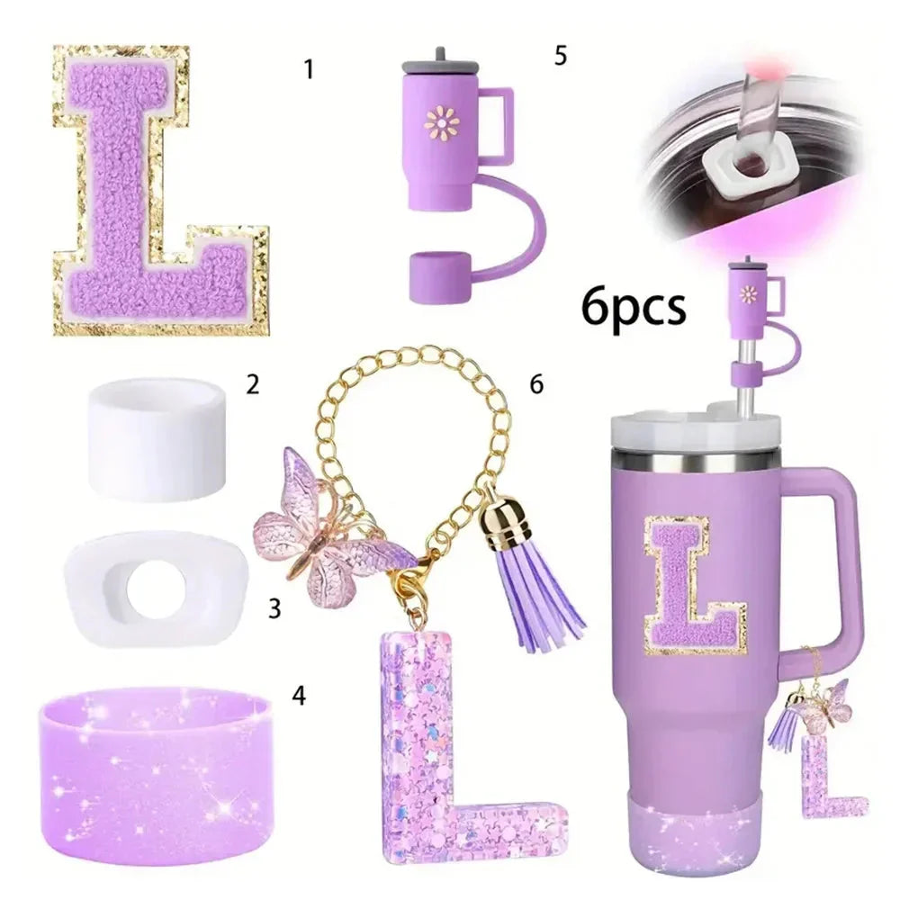 6PCS Cup Accessories Set for Stanley Cup  40oz tumbler with handle Including Silicone Straw Topper and Boot, Spill Proof Stopper