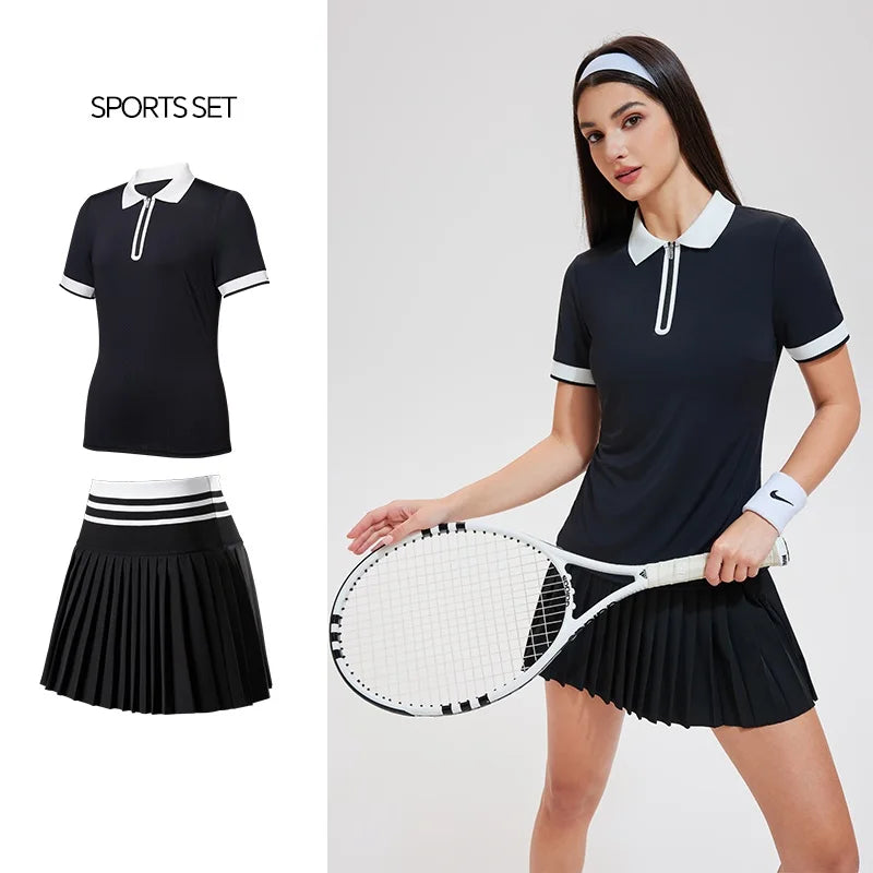 2025 Conjunto de verano para mujer, colegiala, Polo de ma...