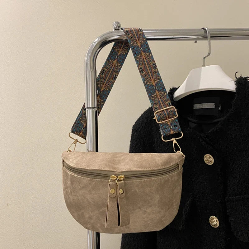 Stylish Hobo Solid Color Satchel | Luxury Designer Chest Bag & Women's PU Leather Waist Bags (Wide Strap Fashion Fanny Shoulder Pack)