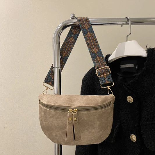 Stylish Hobo Solid Color Satchel | Luxury Designer Chest Bag & Women's PU Leather Waist Bags (Wide Strap Fashion Fanny Shoulder Pack)