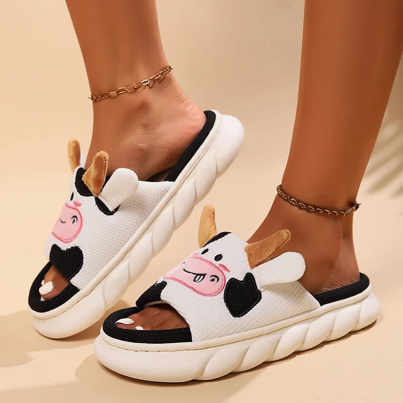 Cozy Cow Cuddles Comfortable Slippers
