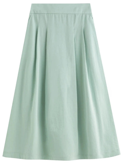 Pleated Short-Sleeve Shirt + Slim Skirt for Summer.