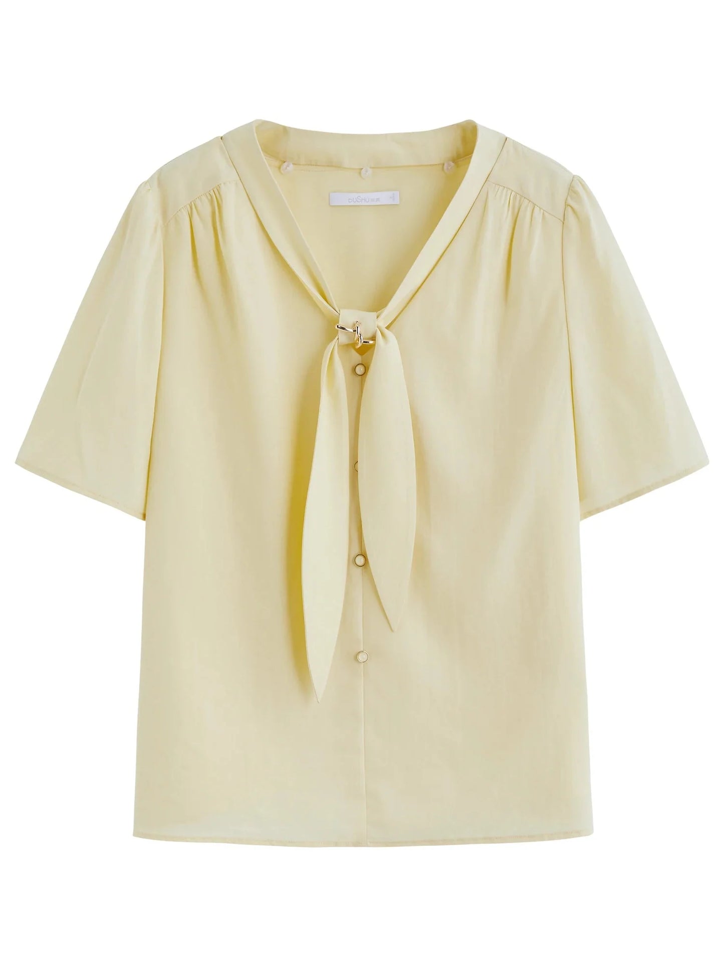 Detachable Tie Blouse Minimalist Summer Office Wear