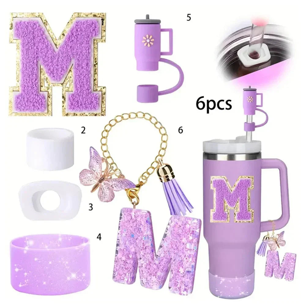 6PCS Cup Accessories Set for Stanley Cup  40oz tumbler with handle Including Silicone Straw Topper and Boot, Spill Proof Stopper