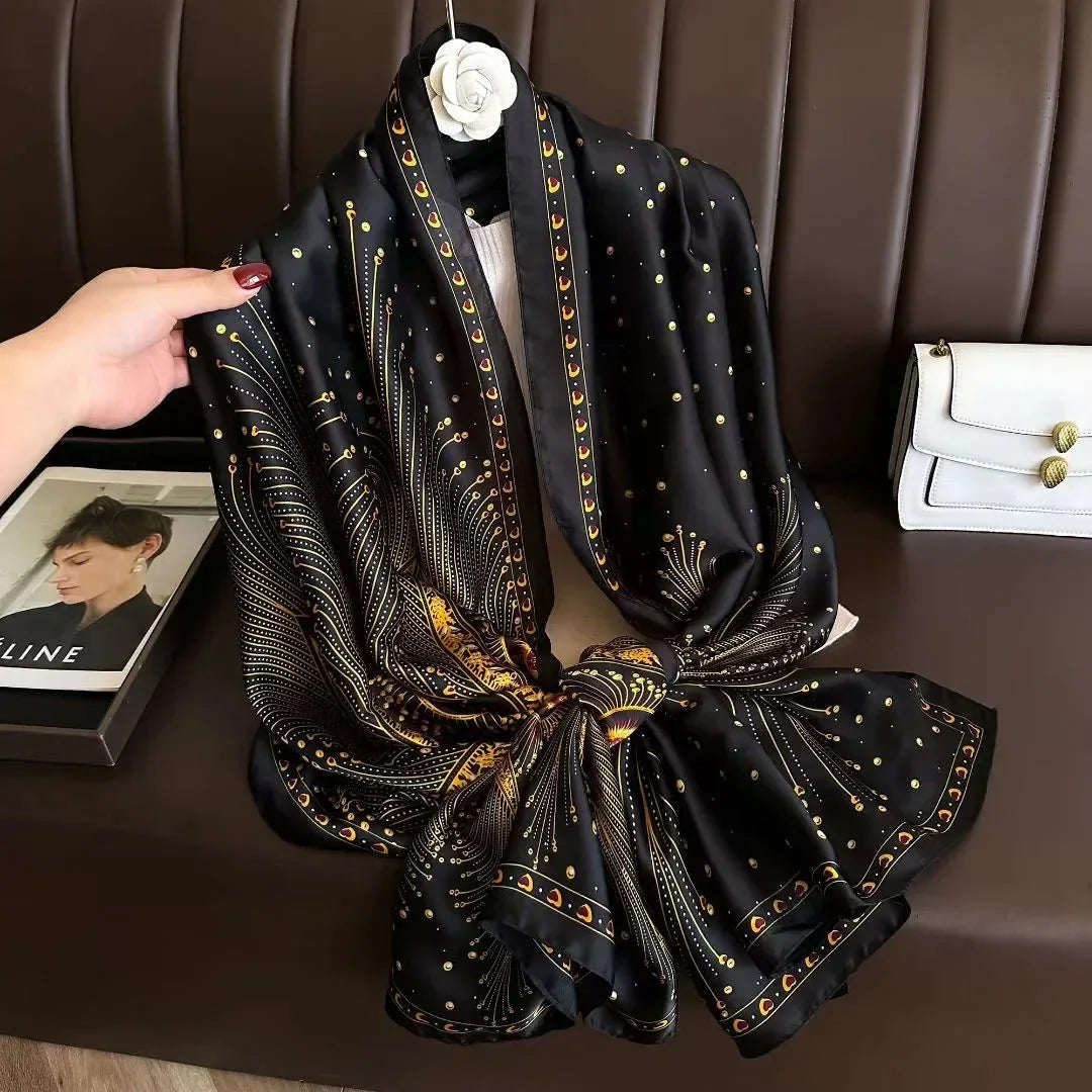 180*90cm Luxury Brand Spring Summer Autumn Women Clothing New Fashion Color matching printed silk scarf lady popular turba
