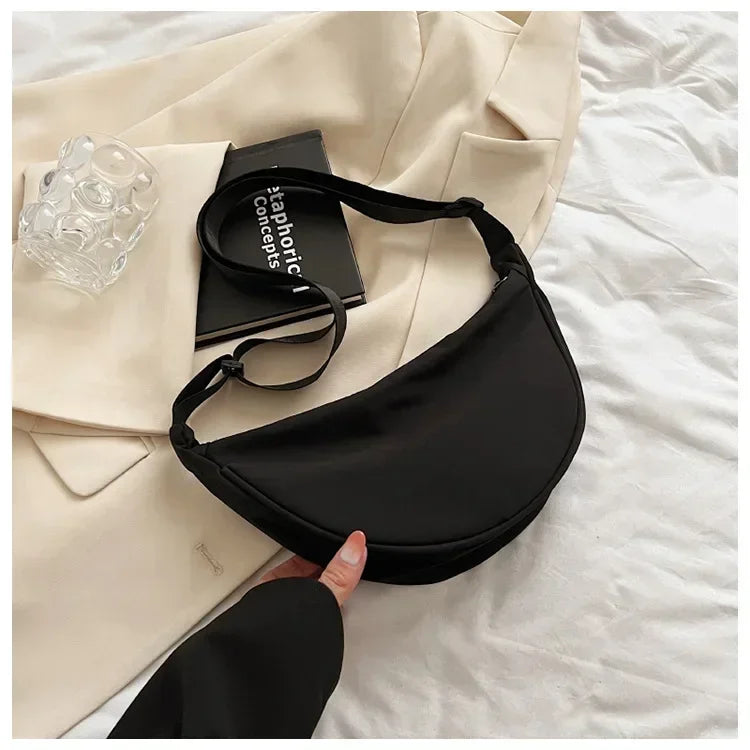 Solid Color Chest Bag for Women | Large Capacity Travel Crossbody & Half Moon Belt Bag (Ladies Daily Street Fanny Pack)