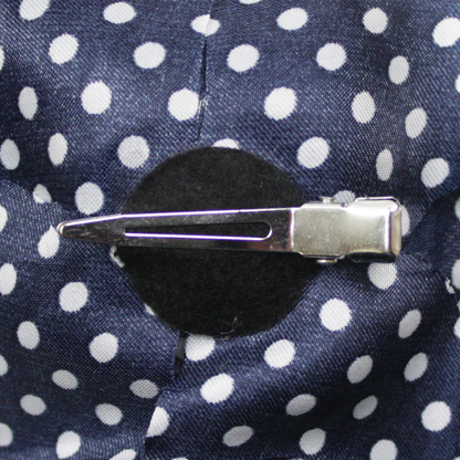 Sourpuss Navy Blue White Polka Dot Rose Hair Clip | Retro Pin-Up Rockabilly Hair Accessory