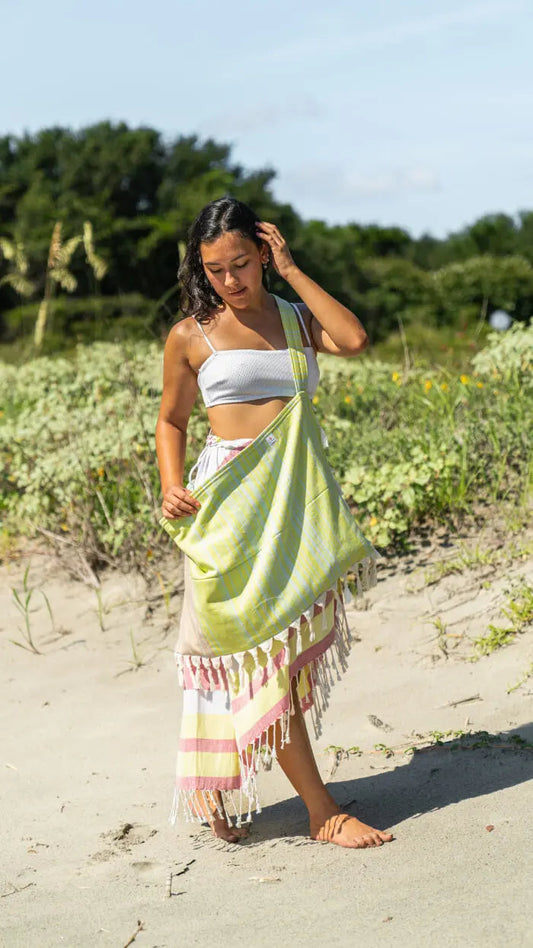 Striped 3 in 1 Turkish Cotton Beach Bag