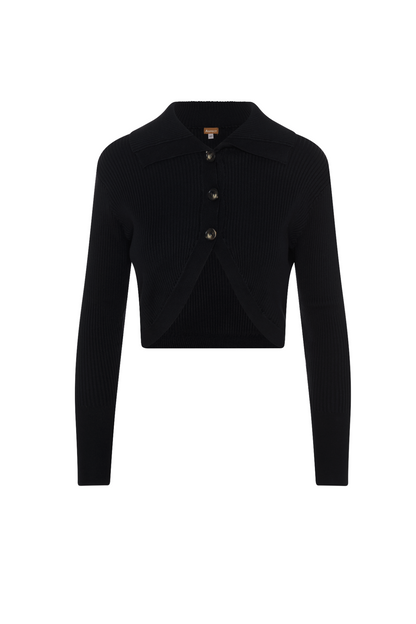 Big Collar Crop Cardigan