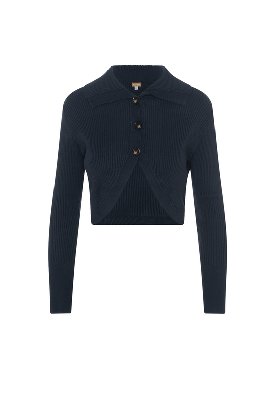 Big Collar Crop Cardigan
