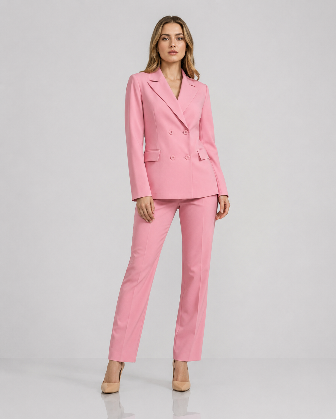 Double Breasted Blazer Pants Suit - 2 Piece Business Formal Trousers Set