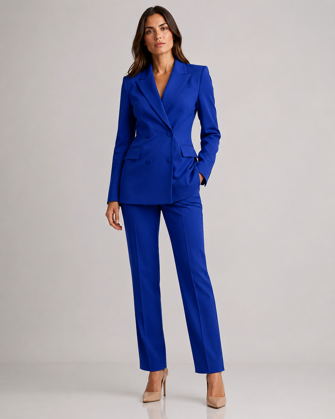 Double Breasted Blazer Pants Suit - 2 Piece Business Formal Trousers Set