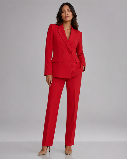 Double Breasted Blazer Pants Suit - 2 Piece Business Formal Trousers Set