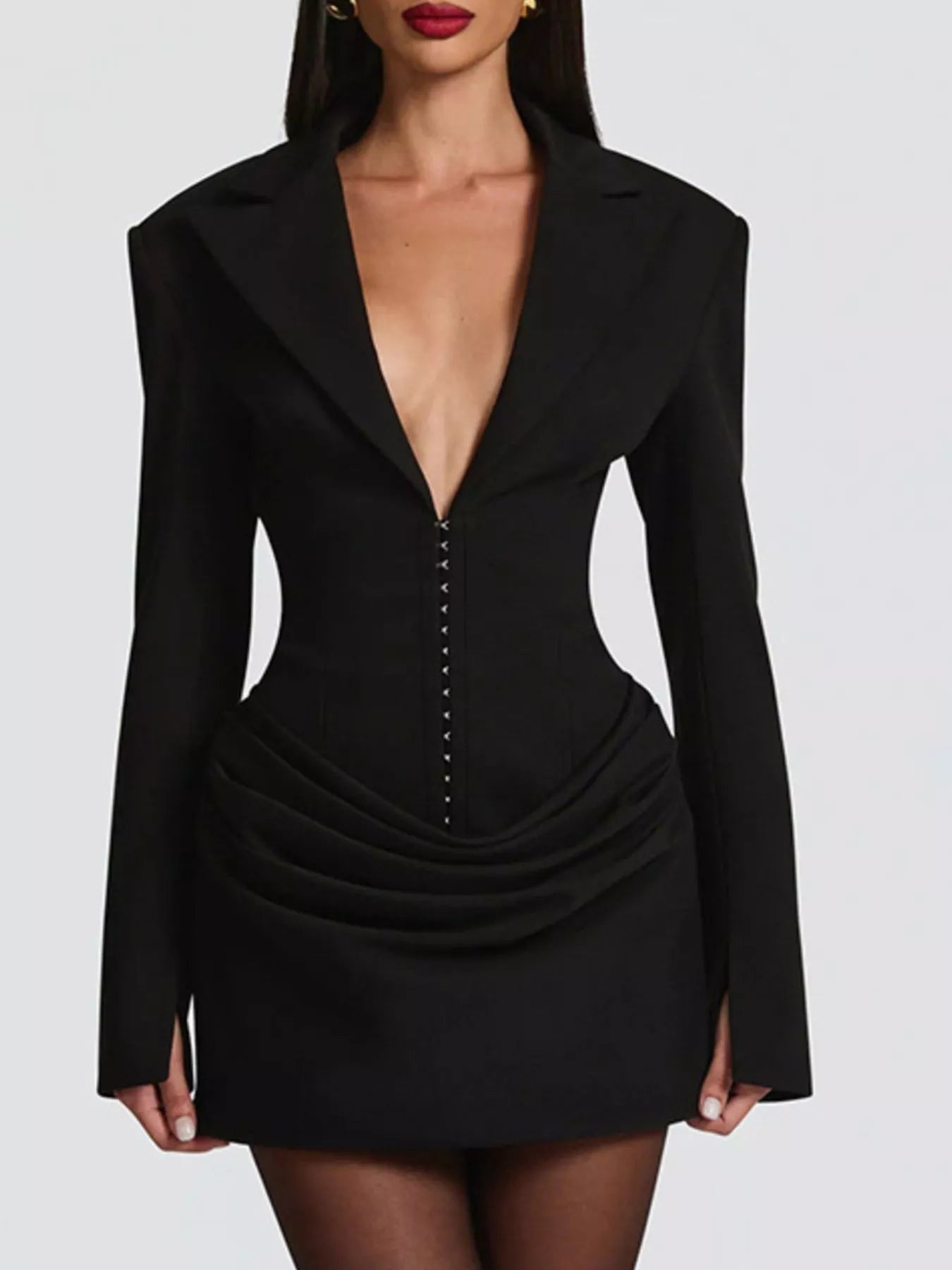 Blazer-Style Long Sleeve Mini Dress