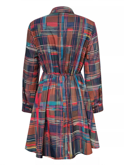 Plaid Long Sleeve Shirt Dress