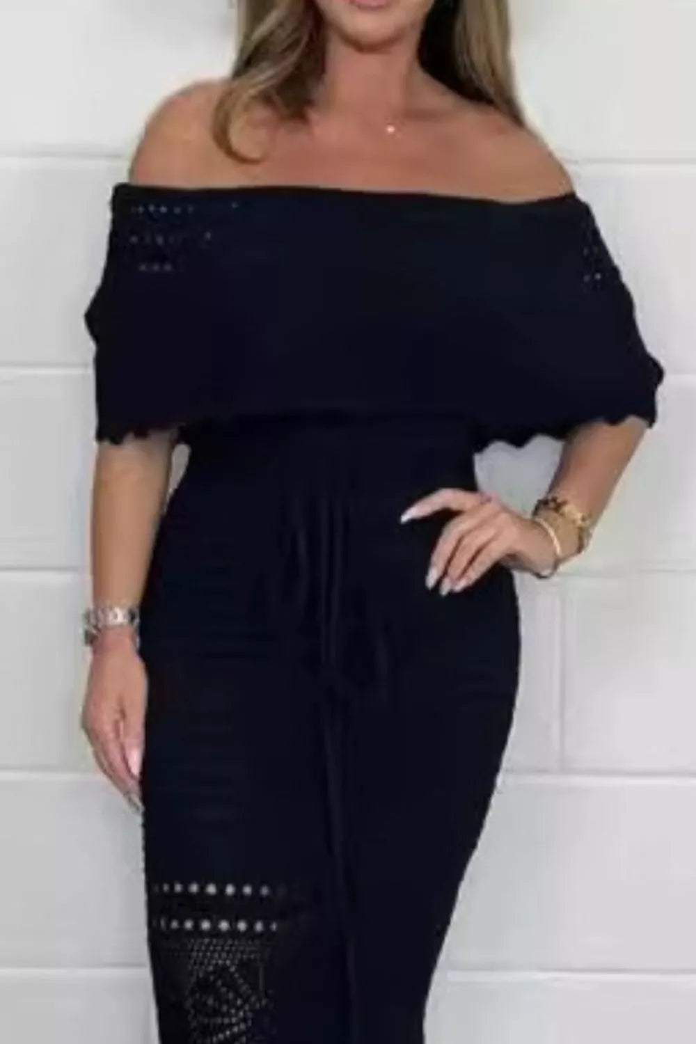 Crochet Off-Shoulder Maxi Dress