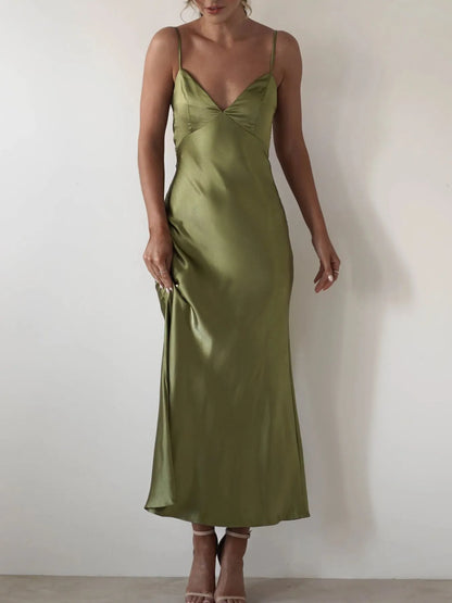 Satin Backless Cami Dress