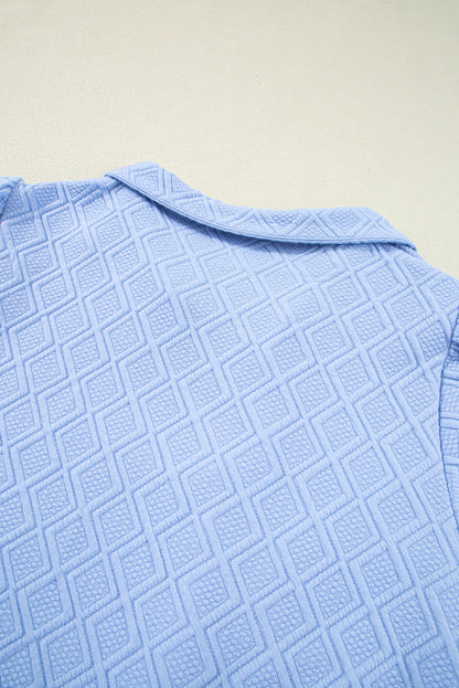 Beau Blue Striped Pop of Color Collared Checkered Textured Plus Size Dress