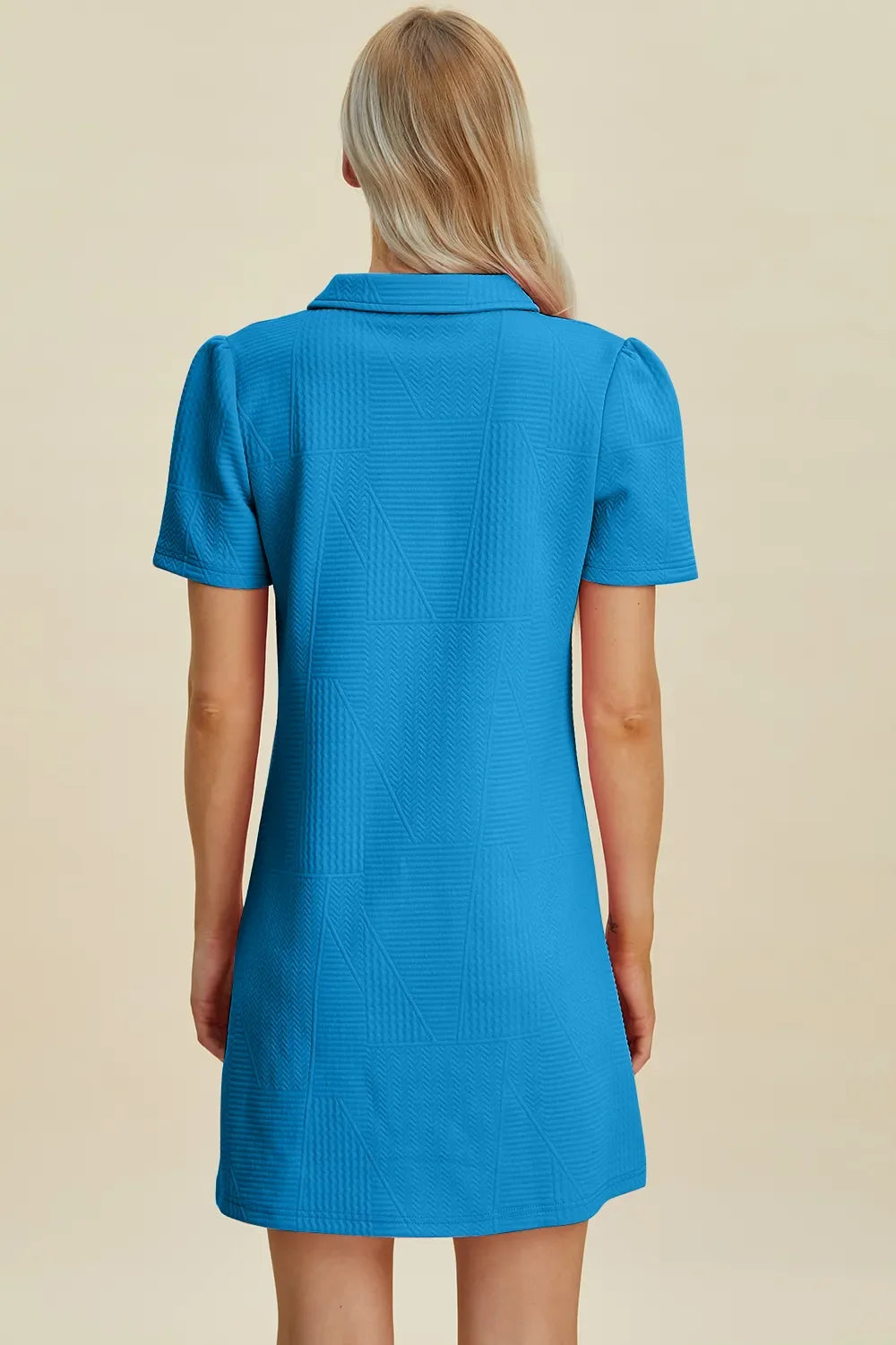 Double Take Texture Short Sleeve Dress